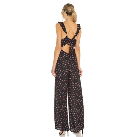 RESA Jilly Jumpsuit Napa Floral Tied Back Black Red - Picture 3 of 7